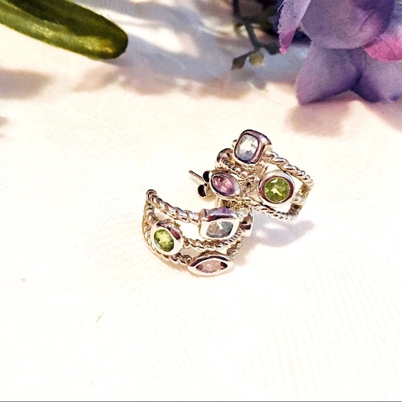 SOLD Sterling Topaz Amethyst Peridot Citrine Ear - Picture 4 of 14